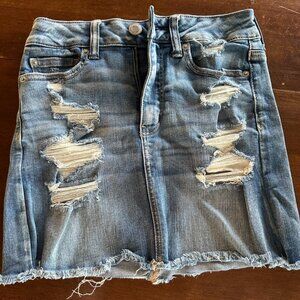 American Eagle Outfitters Next Level Stretch Distressed Denim Mini Skirt Size 4